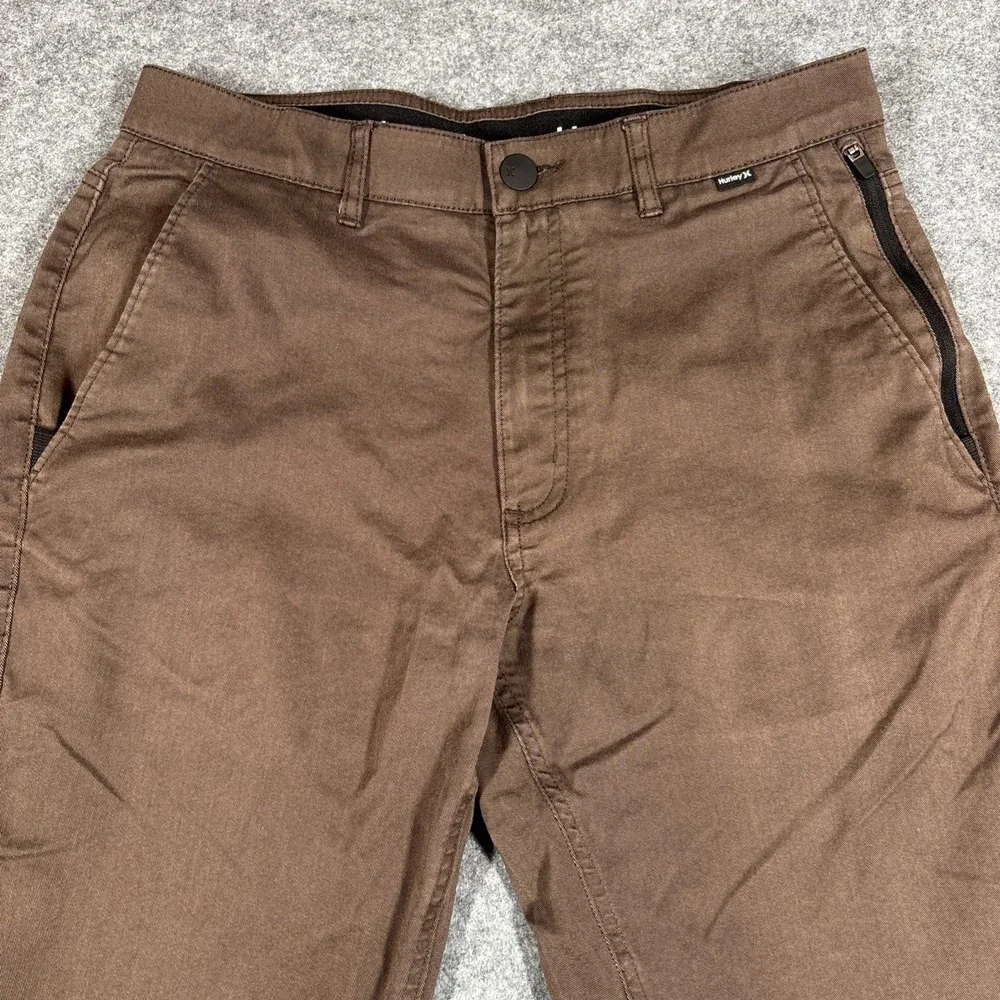 Hurley Chino Pants Mens 30x30 Brown Dri-FIT Straight Leg Zipper‎ Pocket